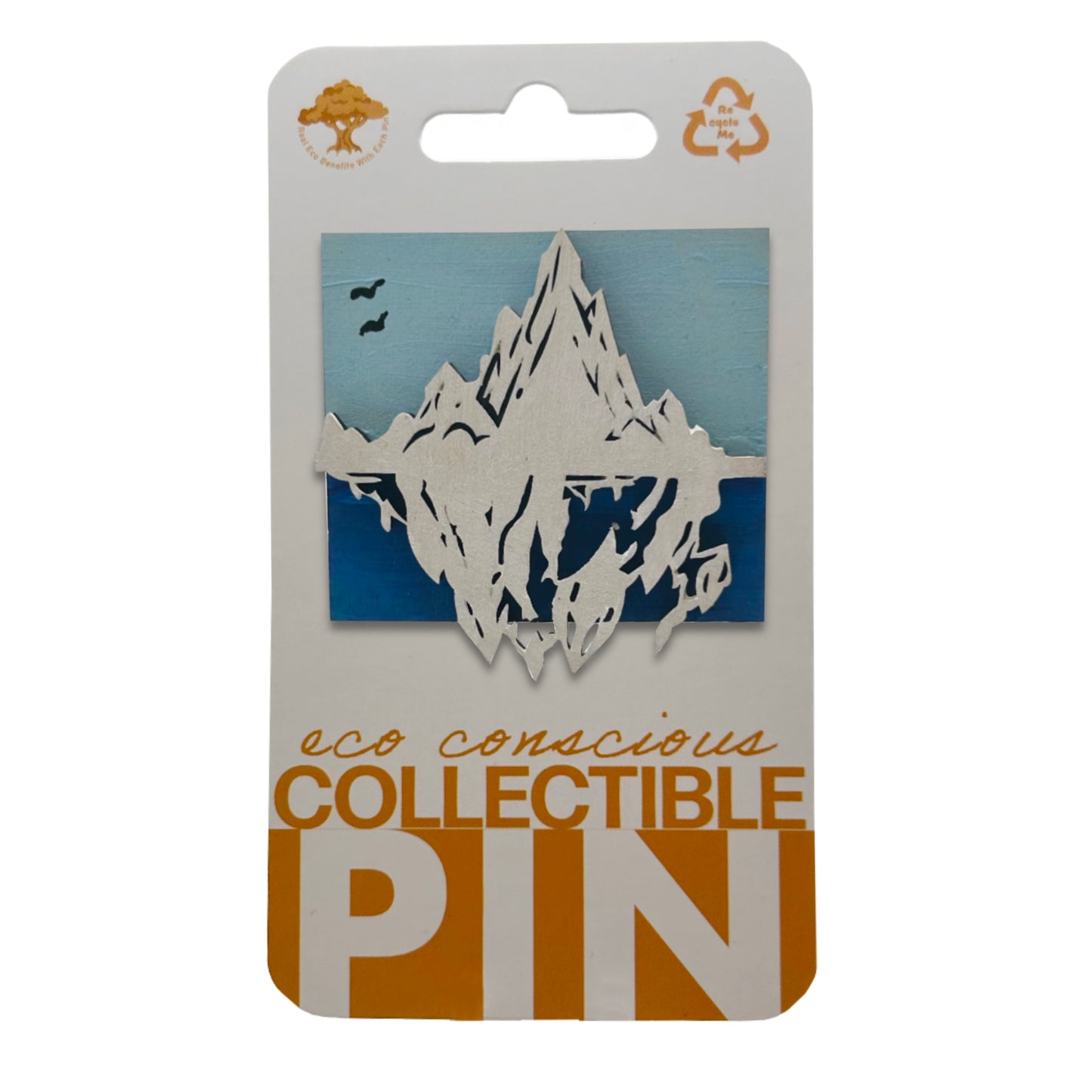 White Glacier in Ocean - Wooden Pin & Magnet
