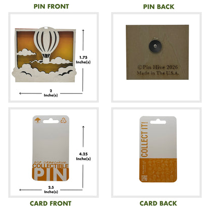 Hot Air Balloon at Sunset - Wooden Pin & Magnet