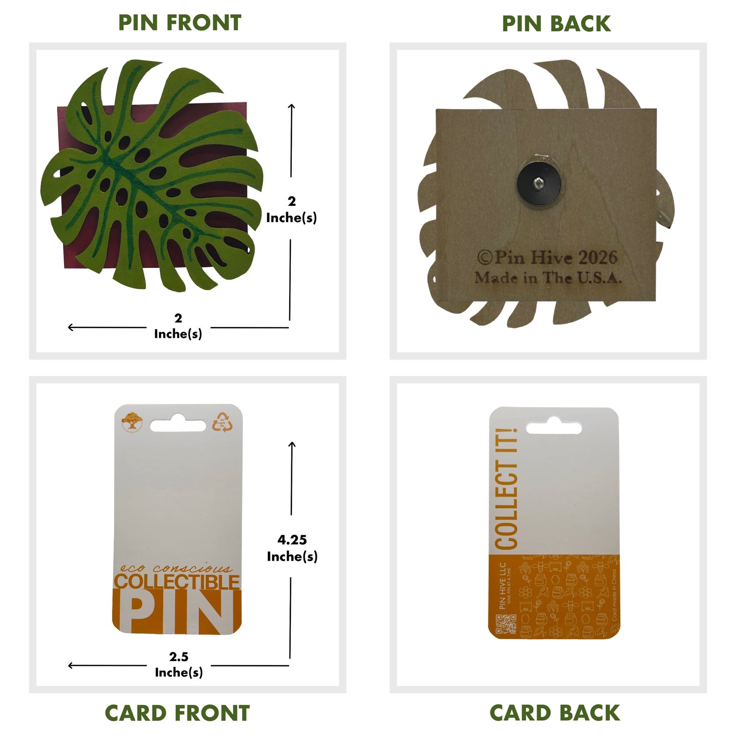 Monstera Leaf - Wooden Pin & Magnet