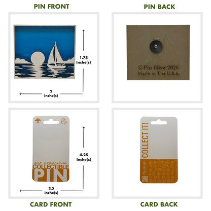 Sailboat on Ocean - Wooden Pin & Magnet