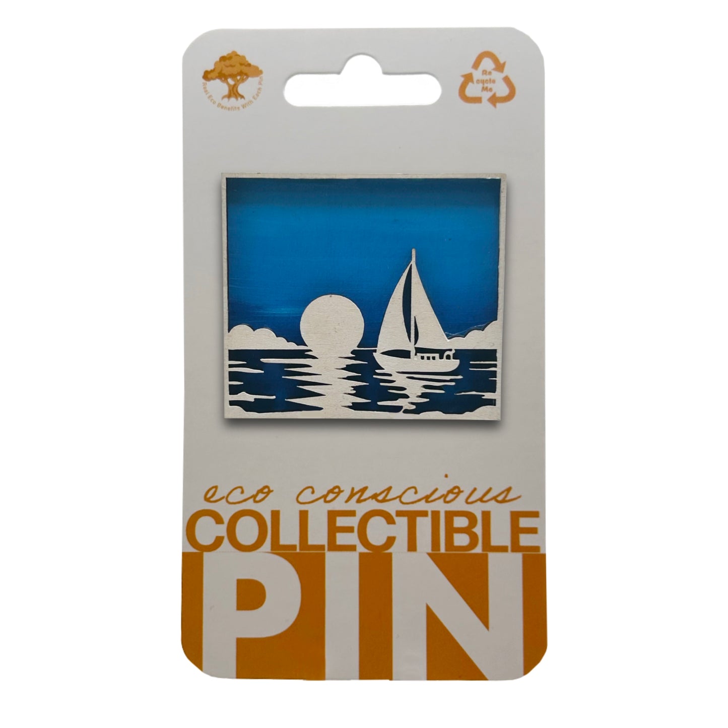 Sailboat on Ocean - Wooden Pin & Magnet