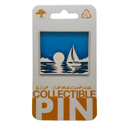 Sailboat on Ocean - Wooden Pin & Magnet