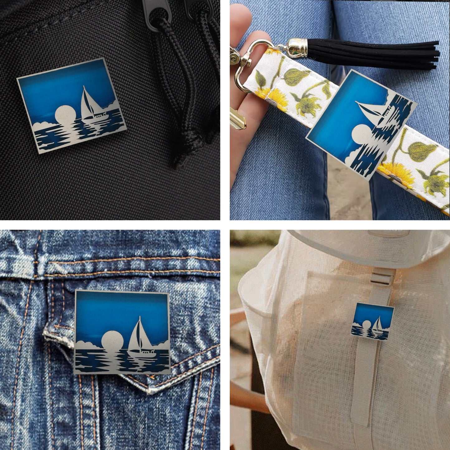 Sailboat on Ocean - Wooden Pin & Magnet