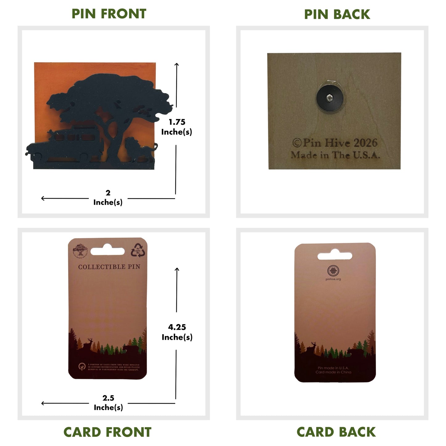 Lion and Safari Car with Sunset - Wooden Pin & Magnet