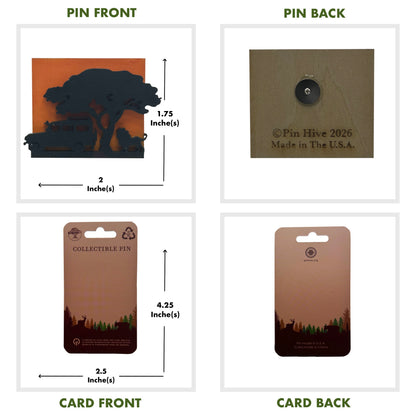 Lion and Safari Car with Sunset - Wooden Pin & Magnet