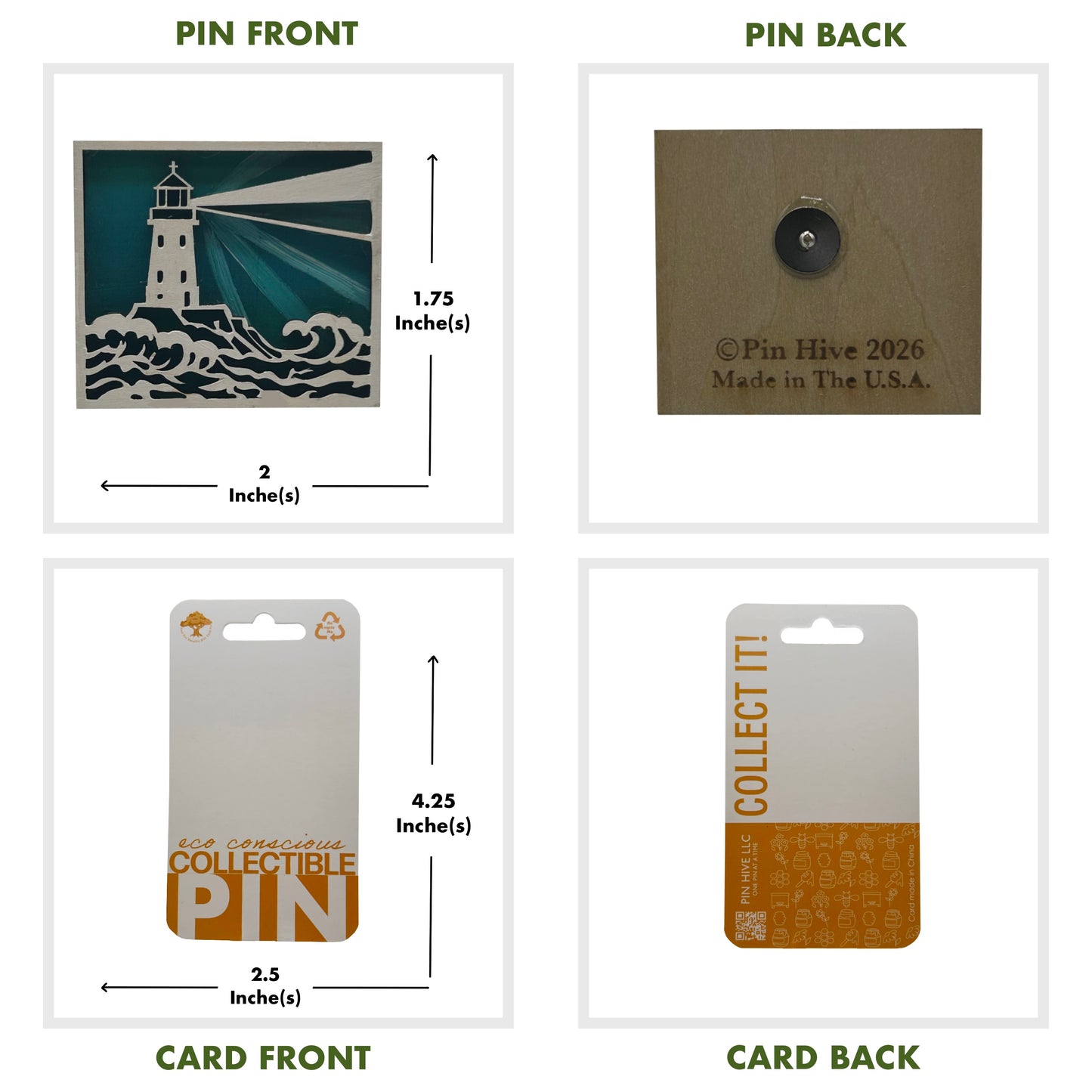 Lighthouse with Waves - Wooden Pin & Magnet