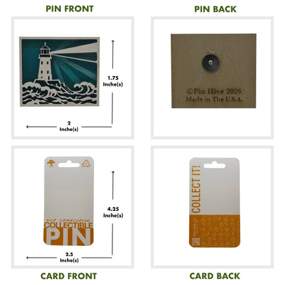 Lighthouse with Waves - Wooden Pin & Magnet