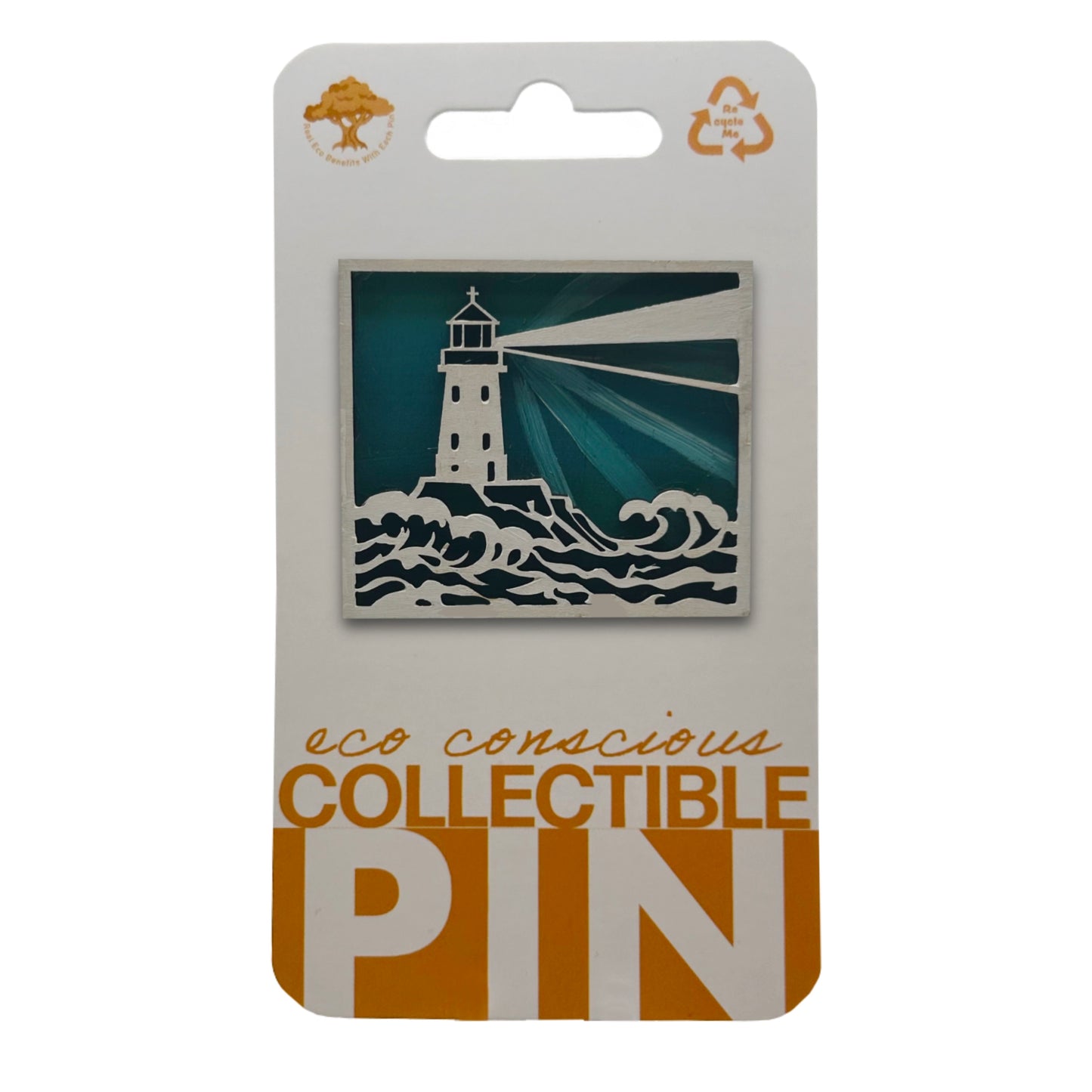 Lighthouse with Waves - Wooden Pin & Magnet