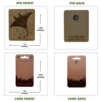 Mobula Ray - Wooden Pin & Magnet