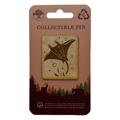 Mobula Ray - Wooden Pin & Magnet
