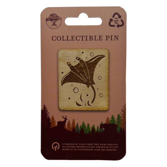 Mobula Ray - Wooden Pin & Magnet
