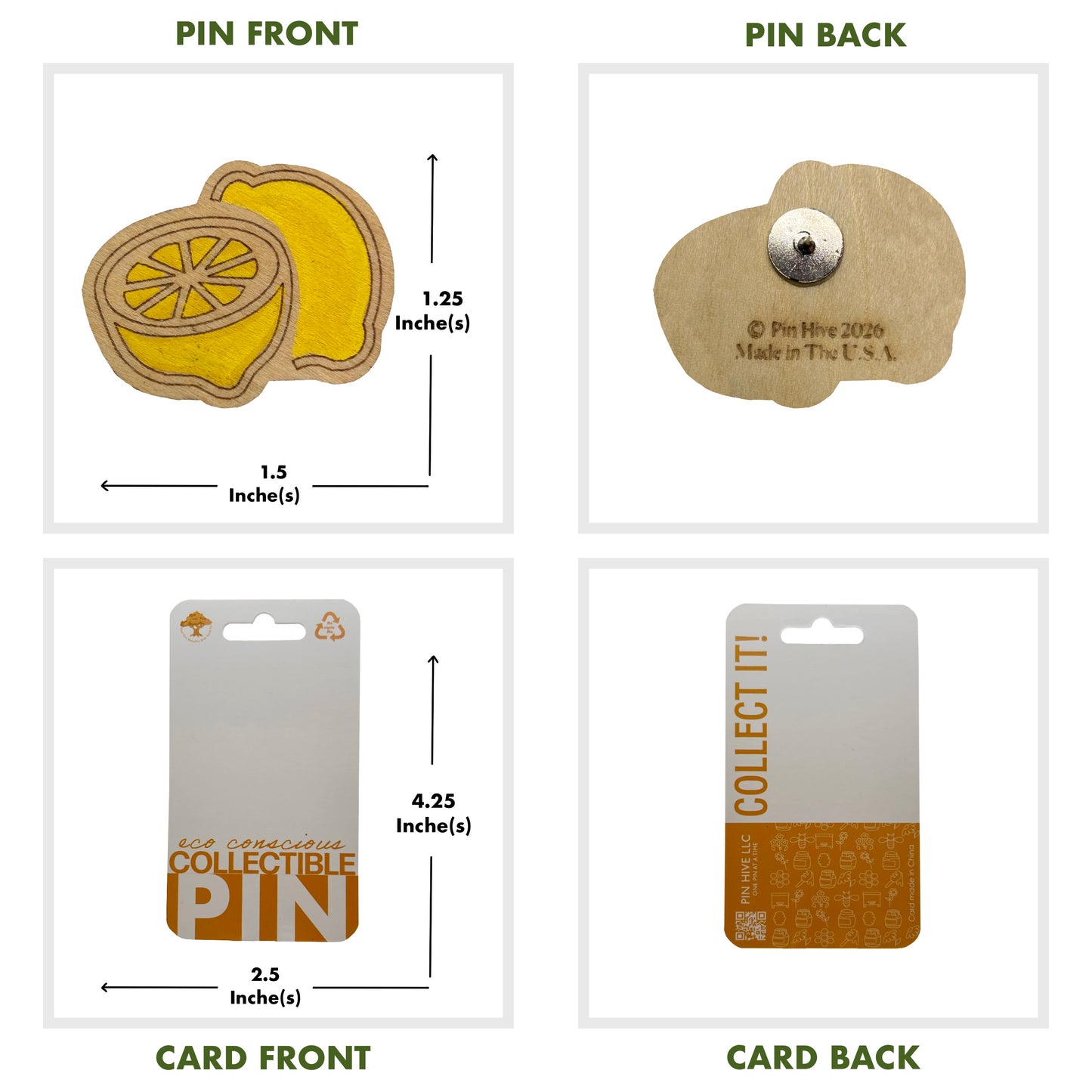 Lemons - Wooden Pin & Magnet