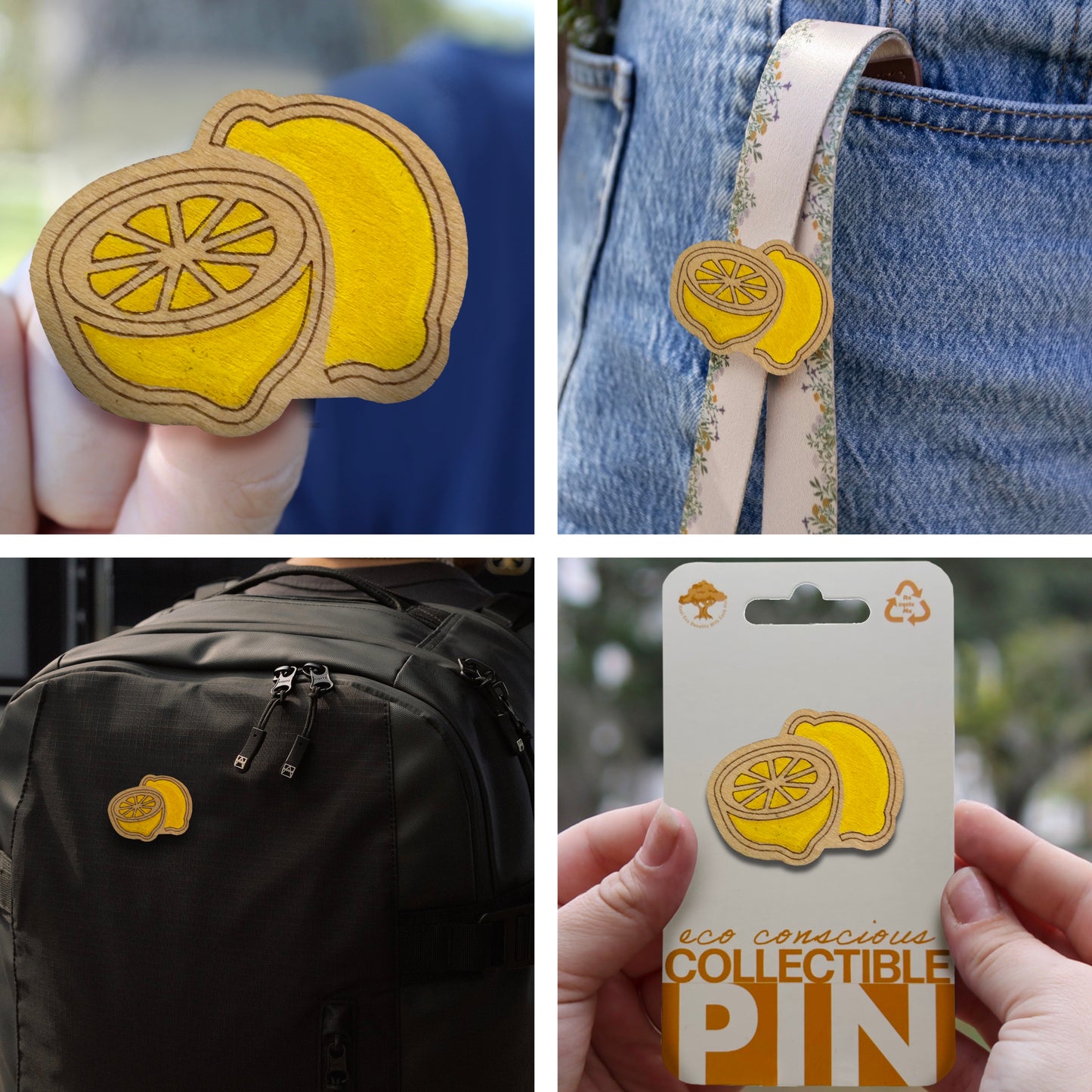 Lemons - Wooden Pin & Magnet