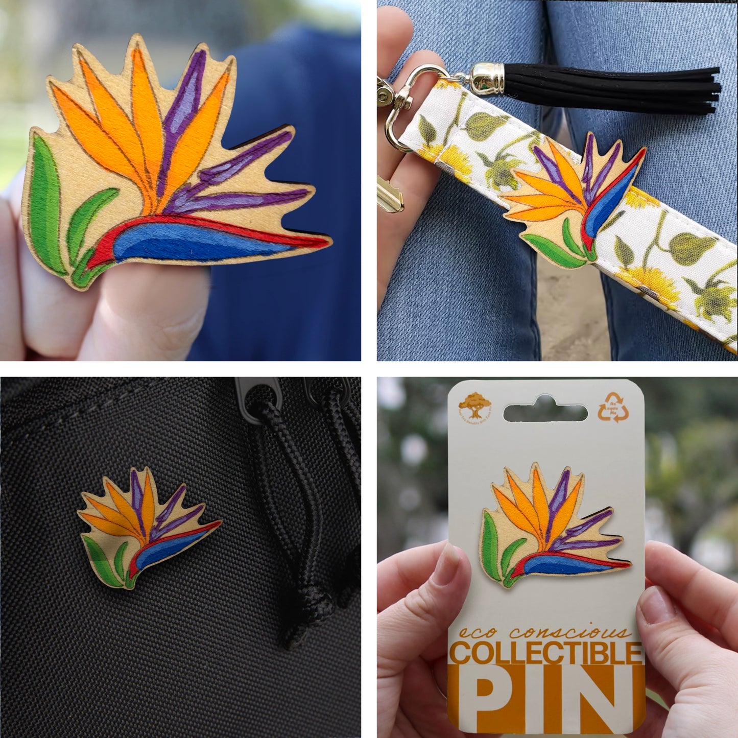 Bird of Paradise - Wooden Pin & Magnet