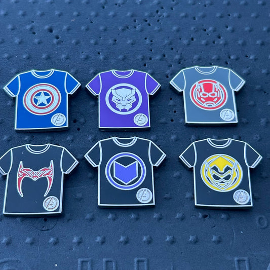 FULL SET - 2024 - Marvel Tshirts - WDW - Marvel - Hidden Disney - Pin