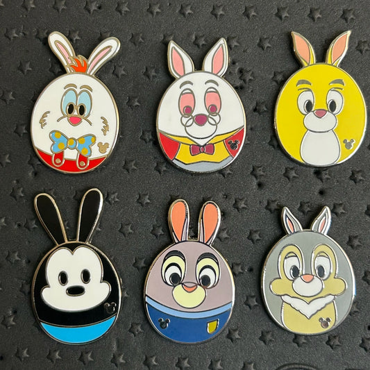 FULL SET - 2020 - Rabbits - Hidden Disney Series - Rabbit, Judy Hops, White Rabbit, Oswald, Zootopia, Thumper and Roger Rabbit - Pins