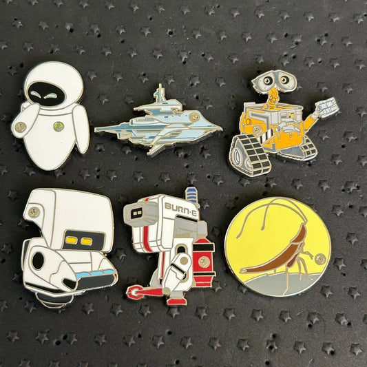 FULL SET - 2024 - Wall-e - Hidden Disney Pins - Mo, Burn-e, Eve, Axiom, Wall-e and Hal