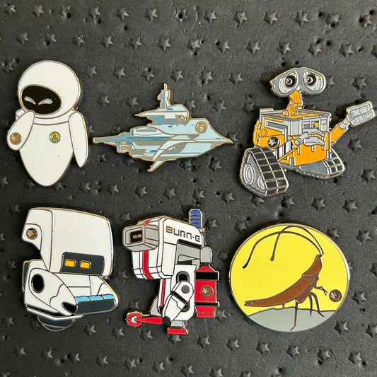 FULL SET - 2024 - Wall-e - Hidden Disney Pins - Mo, Burn-e, Eve, Axiom, Wall-e and Hal