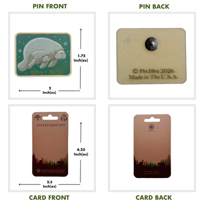 Manatee Mother and Calf - Wooden Lapel Pin & Magnet