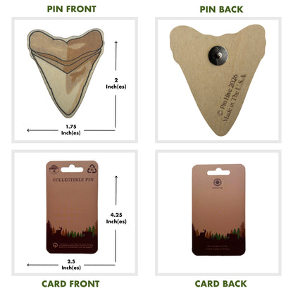 Shark Tooth Fossil - Wooden Lapel Pin & Magnet