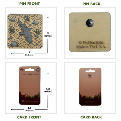 Nurse Shark on Sandy Seafloor - Wooden Lapel Pin & Magnet