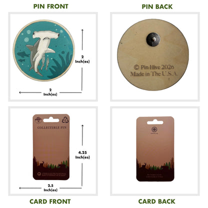 Hammerhead Shark - Wooden Lapel Pin & Magnet