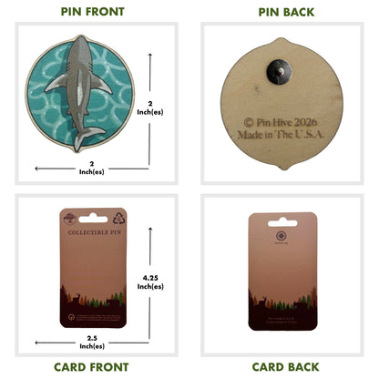 Whitetip Reef Shark - Wooden Lapel Pin & Magnet