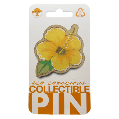 Hibiscus Flower - Wooden Lapel Pin & Magnet