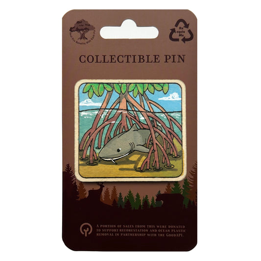 Nurse Shark in Mangroves - Wooden Lapel Pin & Magnet
