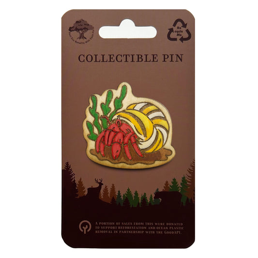Hermit Crab - Wooden Lapel Pin & Magnet