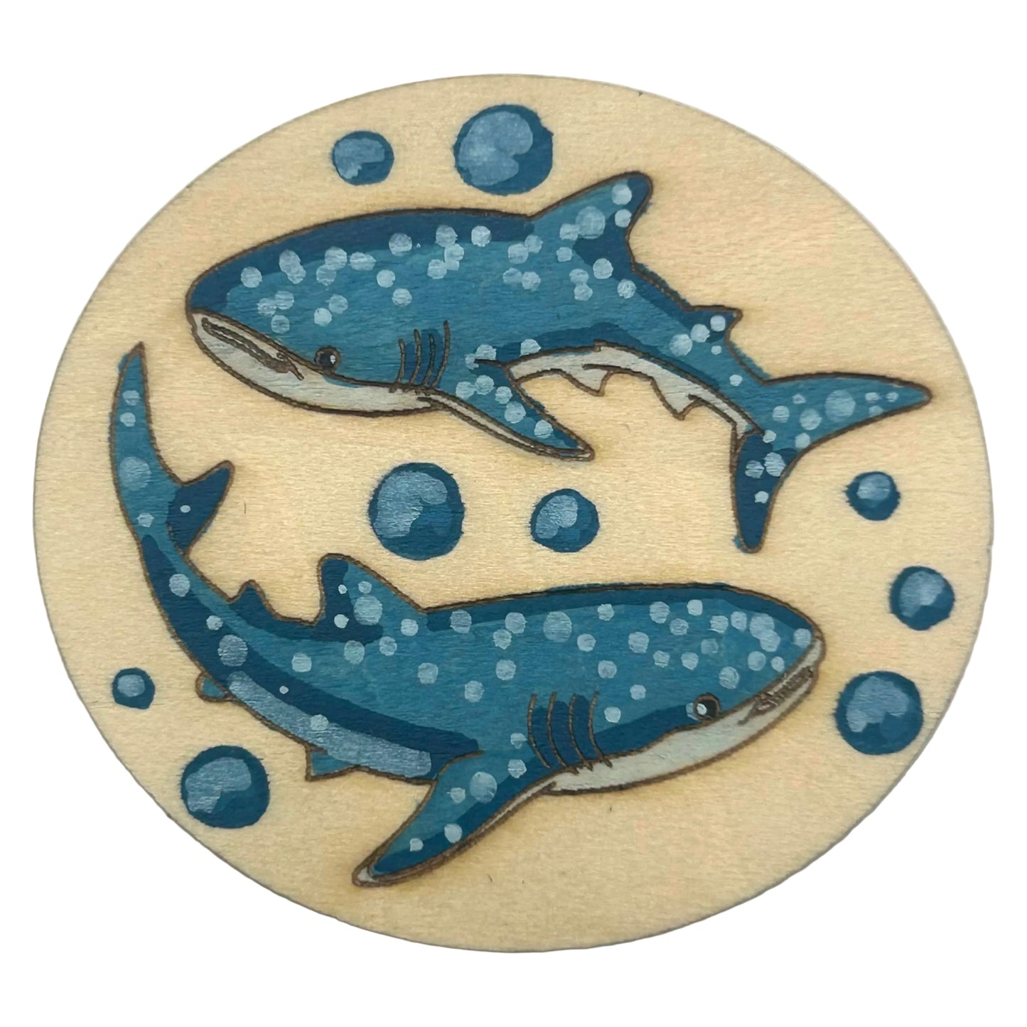Whale Shark Duo - Wooden Lapel Pin & Magnet