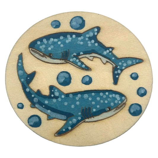 Whale Shark Duo - Wooden Lapel Pin & Magnet