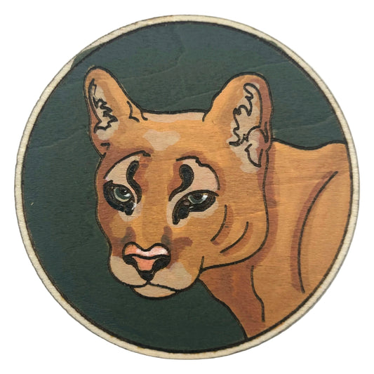 Florida Panther Portrait - Wooden Lapel Pin & Magnet