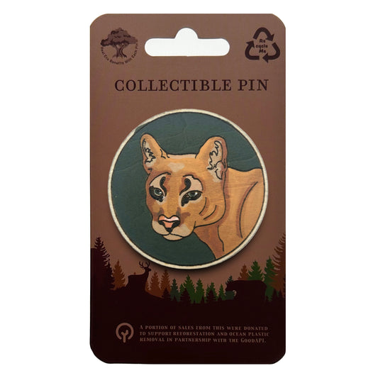 Florida Panther Portrait - Wooden Lapel Pin & Magnet