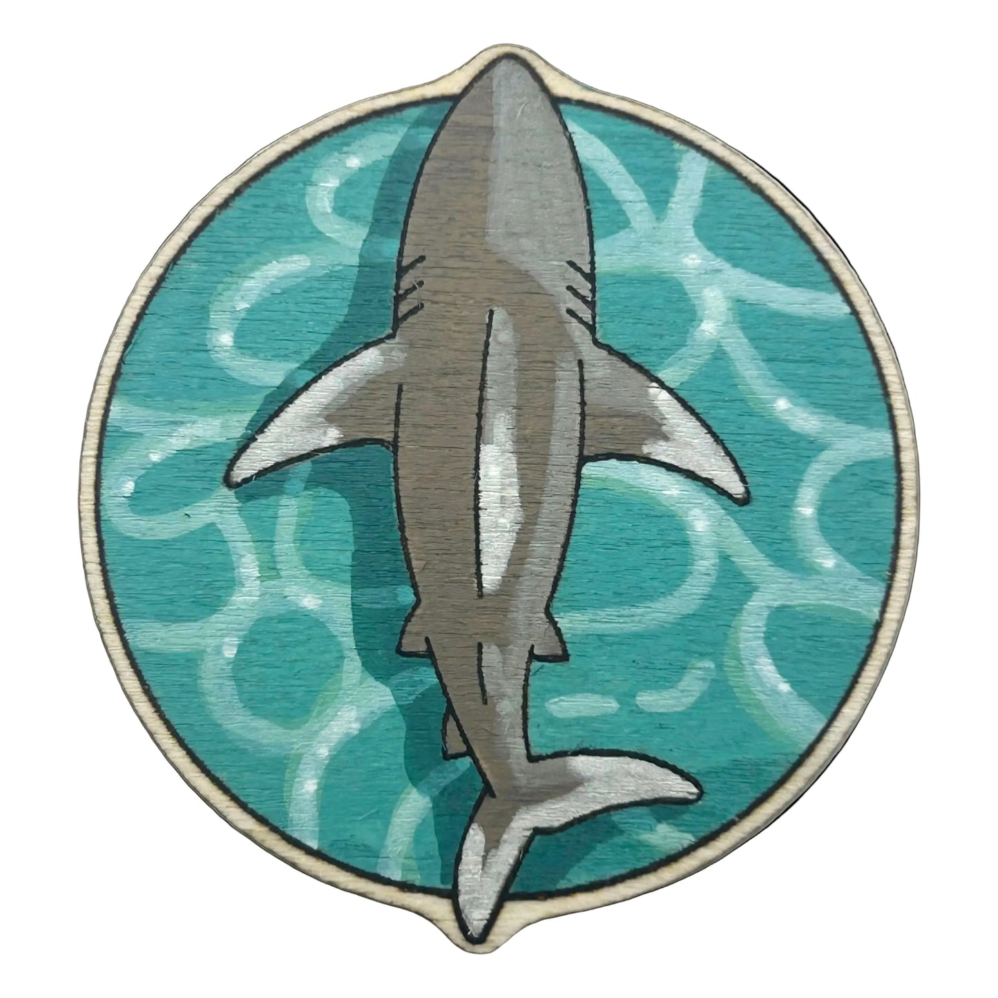 Whitetip Reef Shark - Wooden Lapel Pin & Magnet