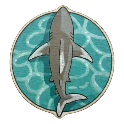 Whitetip Reef Shark - Wooden Lapel Pin & Magnet