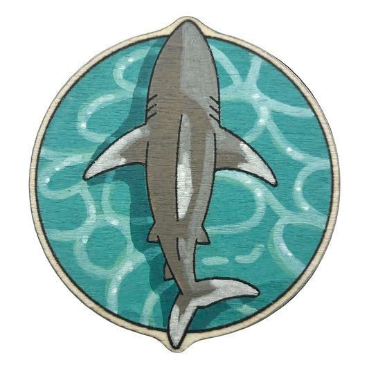 Whitetip Reef Shark - Wooden Lapel Pin & Magnet