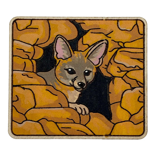 Grey Fox - Arches NP - Wooden Lapel Pin & Magnet