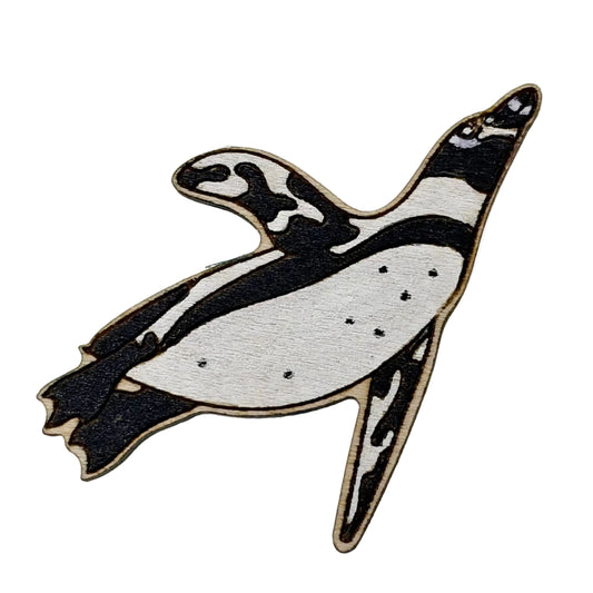 African Penguin - Wooden Lapel Pin & Magnet