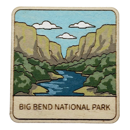 Big Bend NP - Rio Grande - Wooden Lapel Pin & Magnet