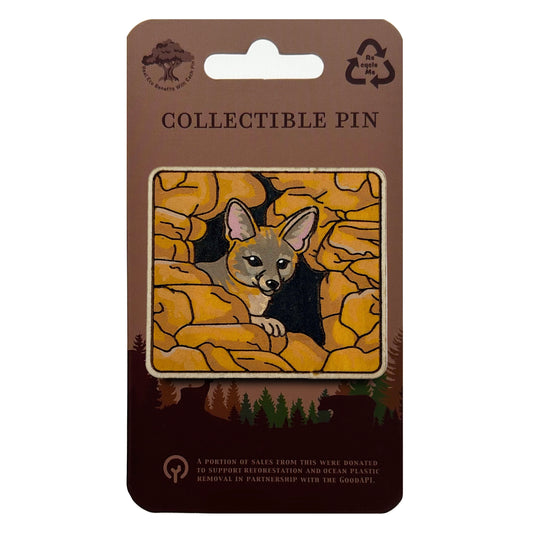 Grey Fox - Arches NP - Wooden Lapel Pin & Magnet