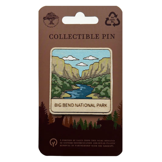 Big Bend NP - Rio Grande - Wooden Lapel Pin & Magnet