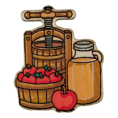 Apple Cider Press - Wooden Lapel Pin & Magnet