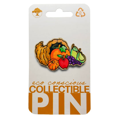 Autumn Cornucopia - Wooden Lapel Pin & Magnet