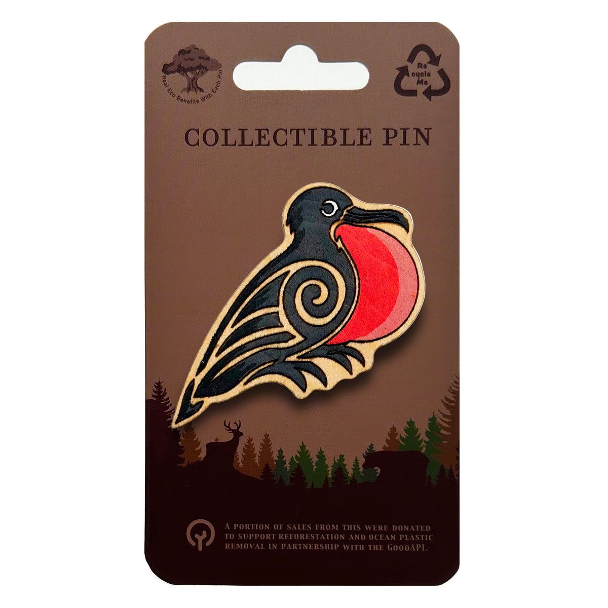 Magnificent Frigate Bird - Wooden Lapel Pin & Magnet