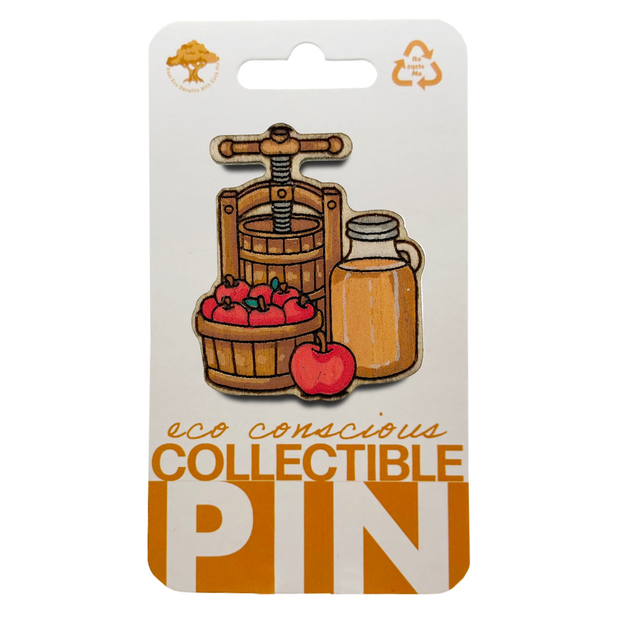 Apple Cider Press - Wooden Lapel Pin & Magnet
