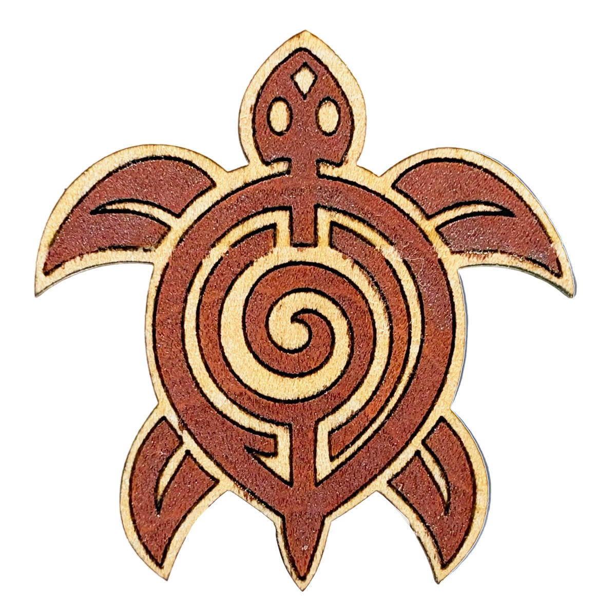 Turtle Line Art - Wooden Lapel Pin & Magnet