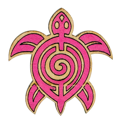 Turtle Line Art - Wooden Lapel Pin & Magnet