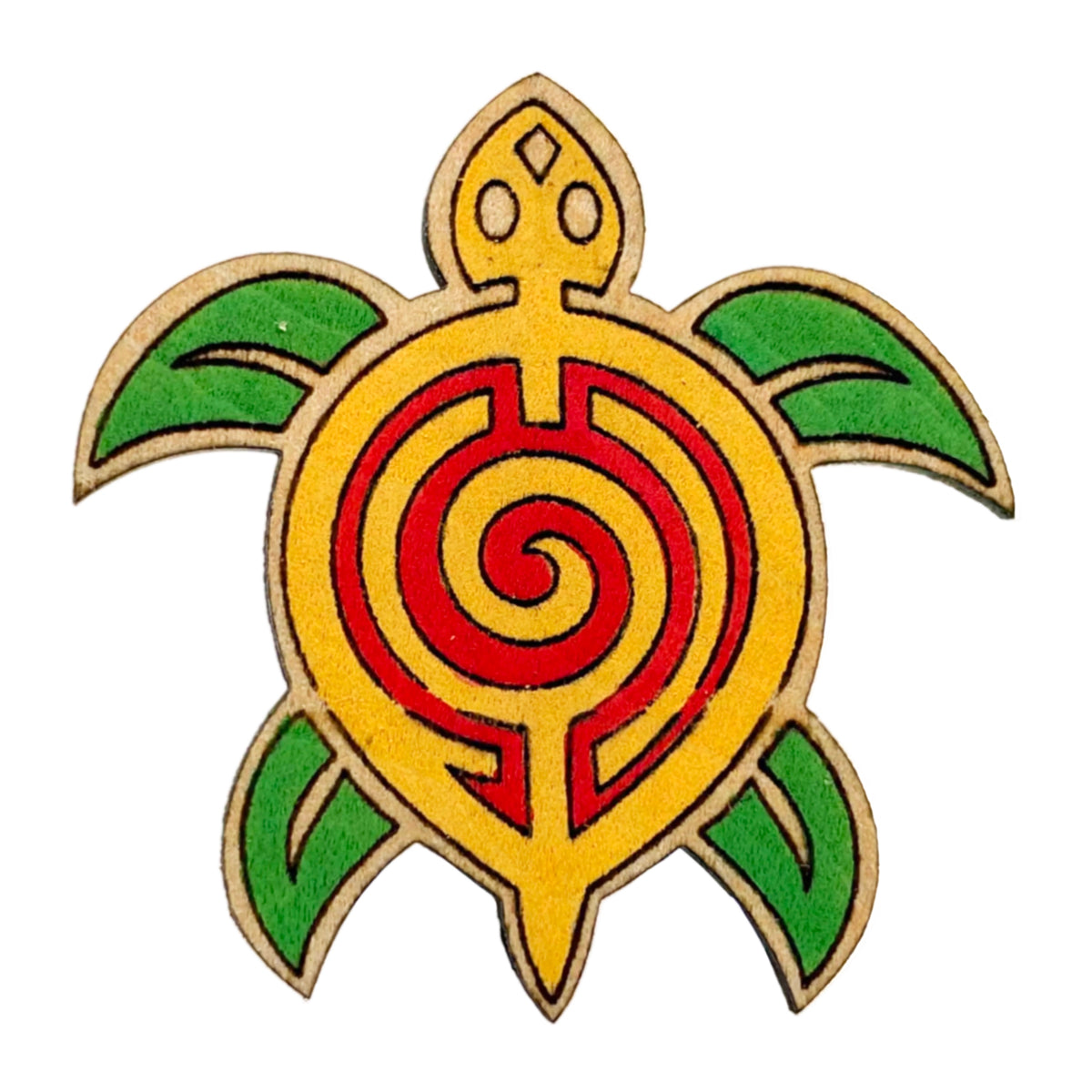 Turtle Line Art - Wooden Lapel Pin & Magnet