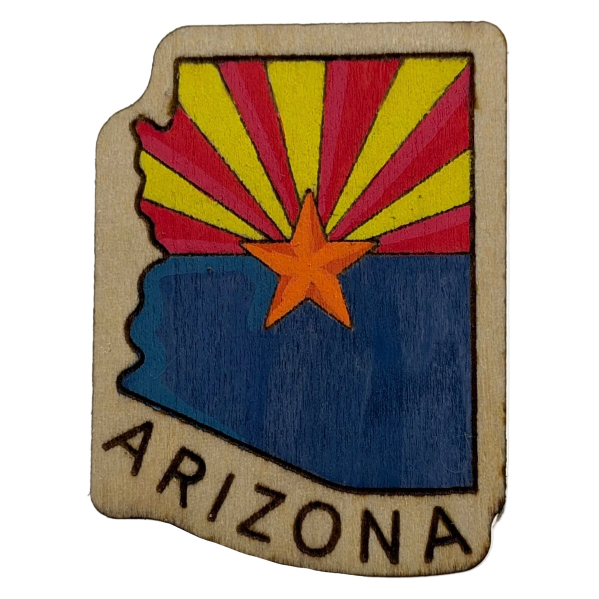 Arizona State Flag - Wooden Lapel Pin & Magnet